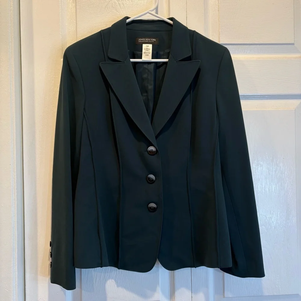 Vintage Jones New York Teal Petite Blazer - Size 14P